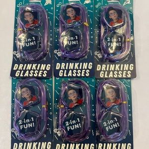 6 Purple Drinking Glasses 2 in 1 With Straw party birthday favors gift summer sp